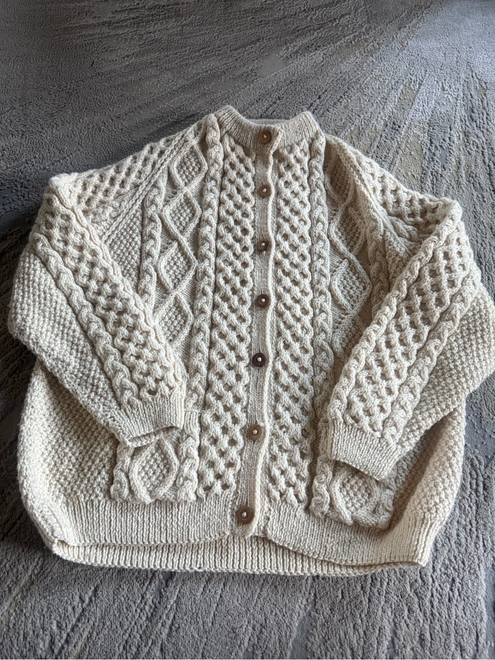 The Scotch House chunky cream cardigan sweater button cardigan Scotland XL